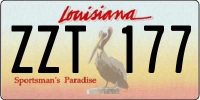 LA license plate ZZT177