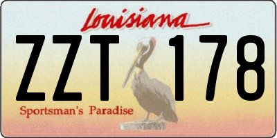 LA license plate ZZT178