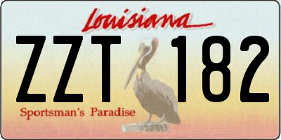 LA license plate ZZT182