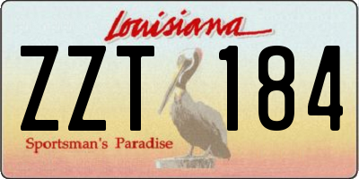 LA license plate ZZT184