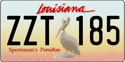 LA license plate ZZT185