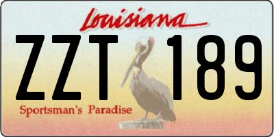 LA license plate ZZT189