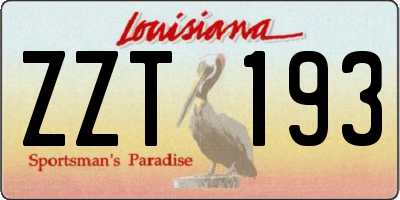 LA license plate ZZT193