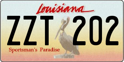 LA license plate ZZT202