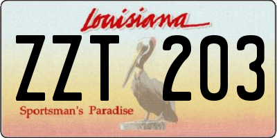 LA license plate ZZT203