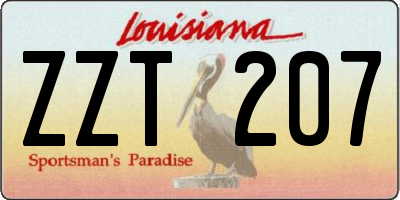 LA license plate ZZT207