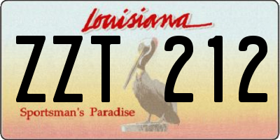 LA license plate ZZT212