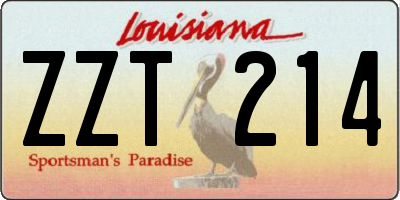 LA license plate ZZT214