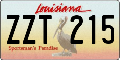 LA license plate ZZT215