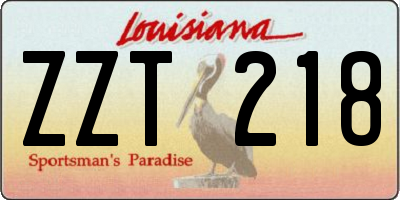 LA license plate ZZT218