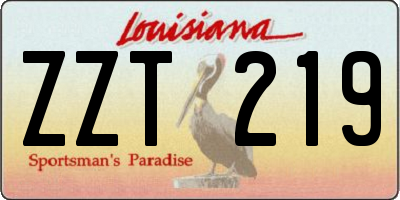 LA license plate ZZT219