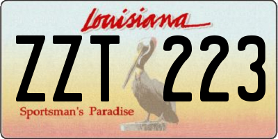 LA license plate ZZT223