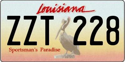 LA license plate ZZT228