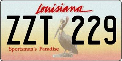 LA license plate ZZT229