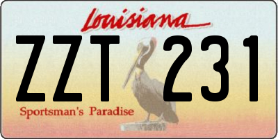 LA license plate ZZT231