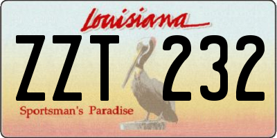 LA license plate ZZT232