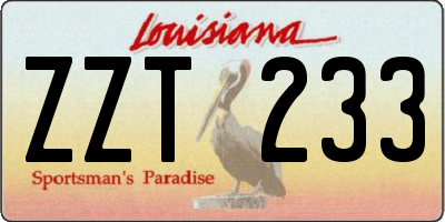 LA license plate ZZT233