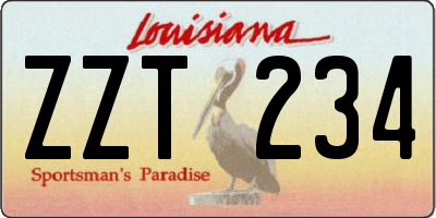 LA license plate ZZT234