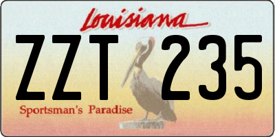 LA license plate ZZT235