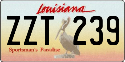 LA license plate ZZT239