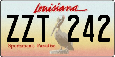 LA license plate ZZT242