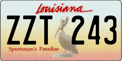 LA license plate ZZT243