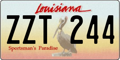 LA license plate ZZT244