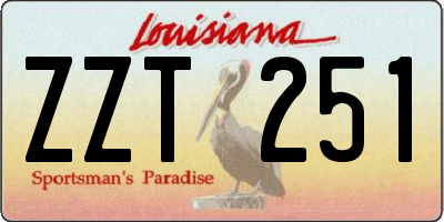 LA license plate ZZT251