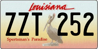 LA license plate ZZT252