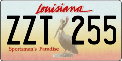 LA license plate ZZT255