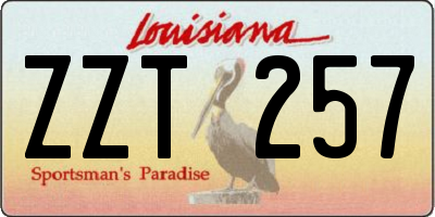 LA license plate ZZT257