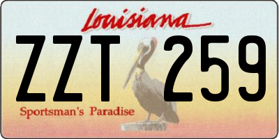 LA license plate ZZT259