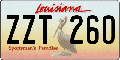 LA license plate ZZT260