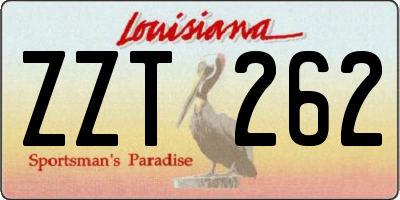 LA license plate ZZT262