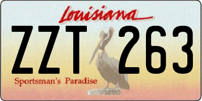 LA license plate ZZT263