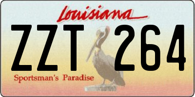 LA license plate ZZT264