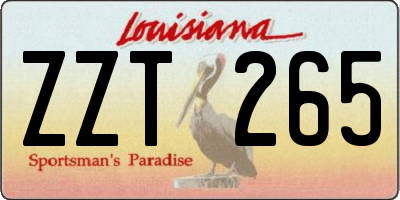 LA license plate ZZT265