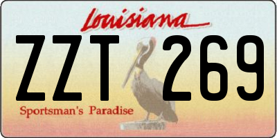 LA license plate ZZT269