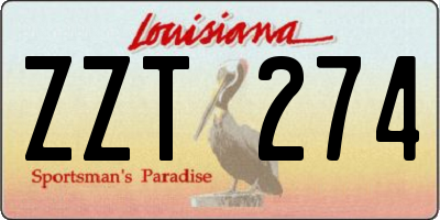 LA license plate ZZT274