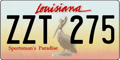 LA license plate ZZT275