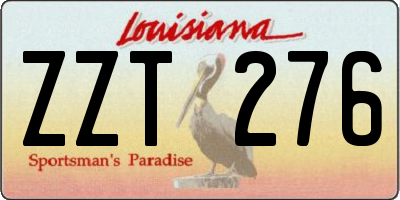 LA license plate ZZT276