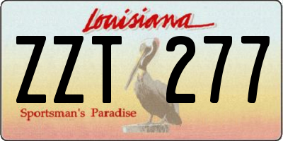 LA license plate ZZT277