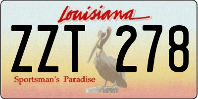 LA license plate ZZT278