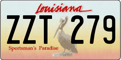 LA license plate ZZT279