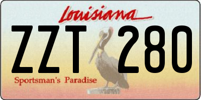 LA license plate ZZT280