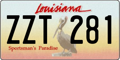 LA license plate ZZT281