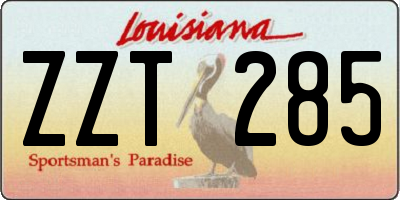 LA license plate ZZT285