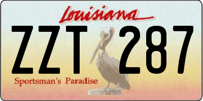 LA license plate ZZT287