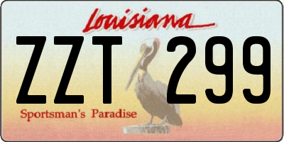 LA license plate ZZT299