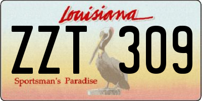 LA license plate ZZT309